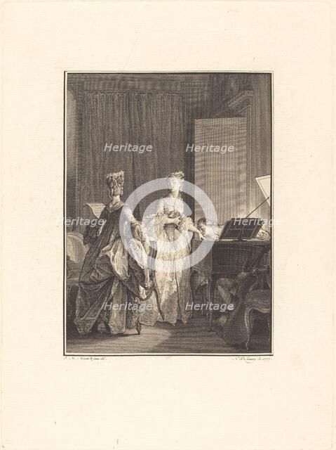 Il appliqua sur cette main un baiser que je sentis sur mon coeur, 1777. Creator: Nicolas Delaunay.
