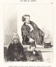 Il défend l'orphelin et la veuve, à moins pourtant qu'il n'attaque la veuve et l'orphelin, 1846. Creator: Honore Daumier