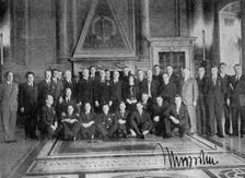 Il Duce poses, FA tour, Palazzo di Venezia, Rome, Italy, 1933