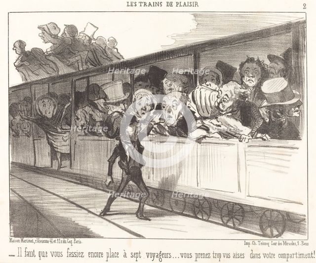 Il faut que vous fassiez encore place à sept voyageurs..., 1852. Creator: Honore Daumier.