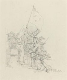 Il monte: il a déjà de ses mains triomphantes.... Creator: Hubert Francois Gravelot