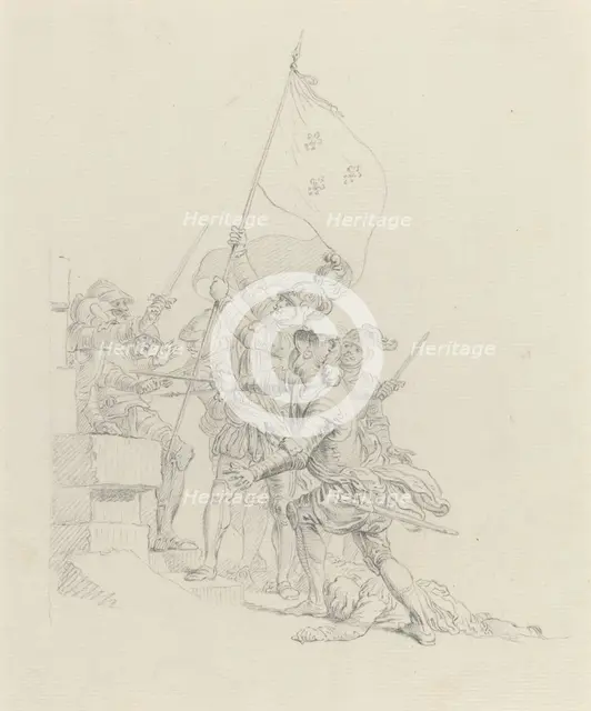 Il monte: il a déjà de ses mains triomphantes.... Creator: Hubert Francois Gravelot.