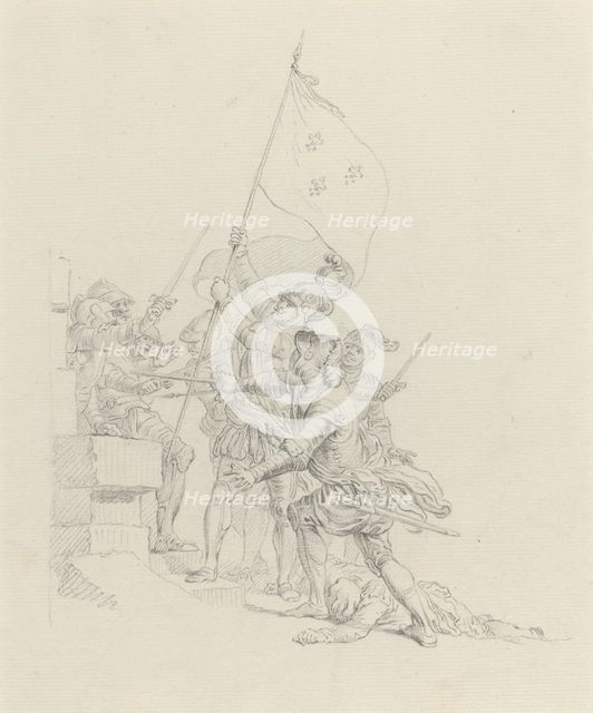 Il monte: il a déjà de ses mains triomphantes.... Creator: Hubert Francois Gravelot.