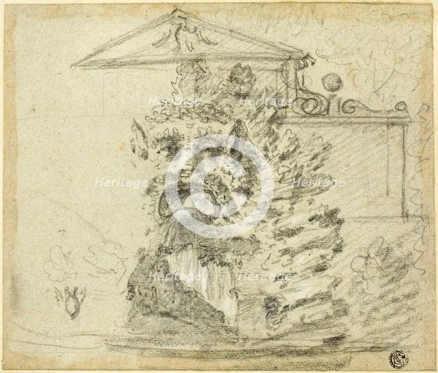 Il Mascherone,' a Rocaille Fountain on the Grounds of the Villa Borghese, c. 1754. Creator: Richard Wilson.