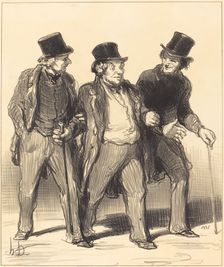Il me semble que j'aperçois là-bas un petit chien qui n'est pas muselé!..., 1852. Creator: Honore Daumier