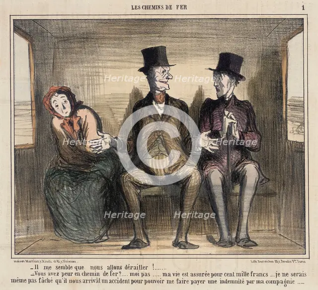 Il me semble que nous allons dérailler.., 1857. Creator: Honore Daumier.