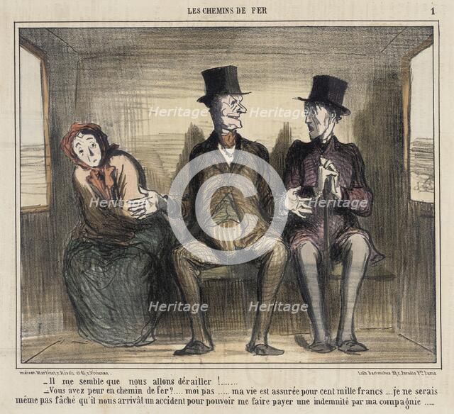 Il me semble que nous allons dérailler.., 1857. Creator: Honore Daumier.