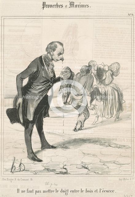 Il ne faut pas mettre le doigt ..., 19th century. Creator: Honore Daumier.