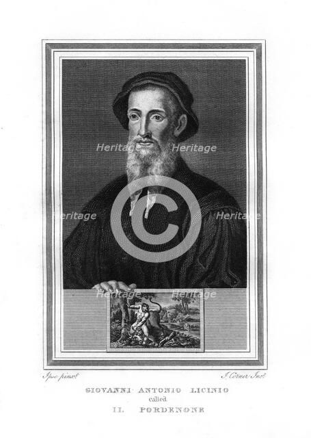 Il Pordenone, Italian painter of the Venetian School, (1825).Artist: John Corner