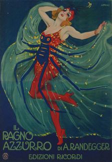 Il Ragno Azzurro (The Blue Spider) by Alberto Iginio Randegger , 1916. Creator: Metlicovitz, Leopoldo (1868-1944)
