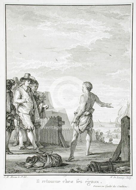 Il Retourne Chez ses Égaux, 1778. Creator: Nicolas de Launay.
