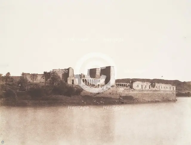 Ile de Fileh (Philæ), Vu Générale Prise du Nord-Ouest au Point A, 1851-52. Creator: Félix Teynard.