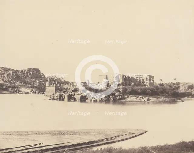 Ile de Fileh (Philæ), Vue Générale Prise du Sud-Est au Point B, 1851-52, printed 1853-54. Creator: Félix Teynard.
