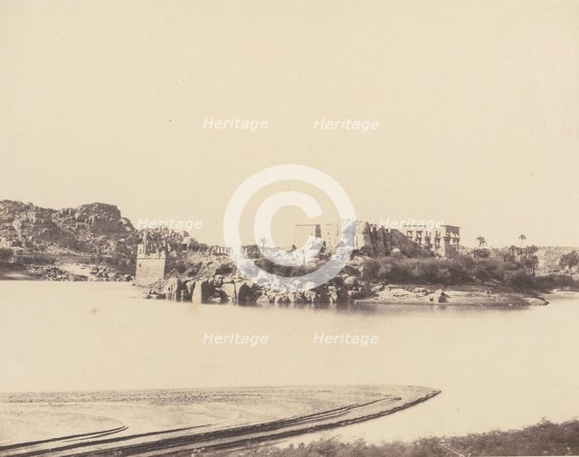 Ile de Fileh (Philæ), Vue Générale Prise du Sud-Est au Point B, 1851-52, printed 1853-54. Creator: Félix Teynard.