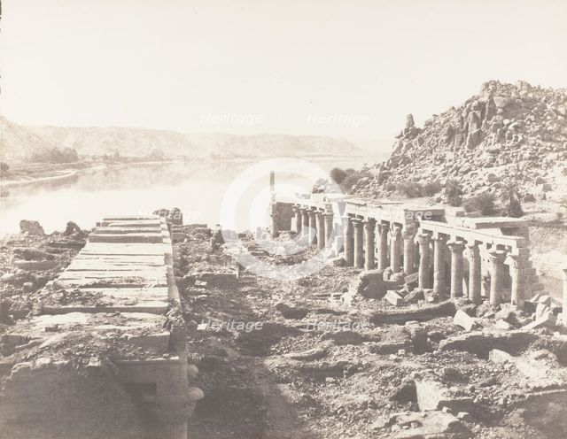 Ile de Fileh (Philæ), Vue Génèrale Prise du Point I, Sur La Plateforme..., 1851-52, printed 1853-54. Creator: Félix Teynard.