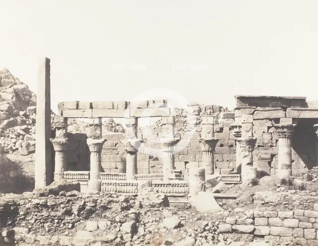 Ile de Fileh (Philæ), édifice du Sud et Partie de la Colonnade Occiden..., 1851-52, printed 1853-54. Creator: Félix Teynard.