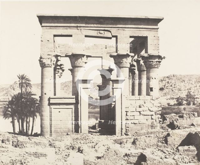 Ile de Fileh (Philæ), édifice de l'Est - Façade Occidentale - Vue du P..., 1851-52, printed 1853-54. Creator: Félix Teynard.