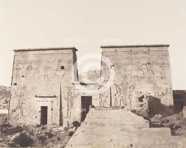 Ile de Fileh (Philæ), Premier Pylône - Vue Prise de la Plate-Forme de ..., 1851-52, printed 1853-54. Creator: Félix Teynard.