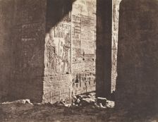 Ile de Fileh (Philæ), Premier Pylône, Inscription Française Gravée Sur L'ébrasement Ori..., 1851-52. Creator: Félix Teynard
