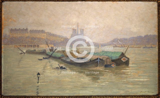 Ile Saint-Louis and Notre-Dame, seen from the Austerlitz bridge, c1910. Creator: Georges-Emile Carette.
