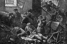 Ill-treatment of the Jews in Russia: plundering a brandy shop at Kiev, 1881. Creator: Unknown