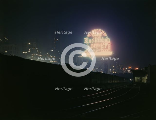 Illinois Central R.R., freight cars in South Water Street freight terminal, Chicago, Ill. , 1943. Creator: Jack Delano.