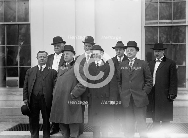 Illinois Vice Commission, Mr. Scoutten; Edmund Beall; T. Jeff Tossey; Rep. J.T. Mcdermott..., 1913. Creator: Harris & Ewing.