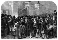 Illness of the Prince of Wales: the bulletin at Marlborough House, 1871. Creator: Unknown