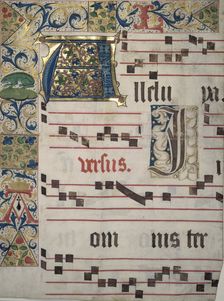Illuminated Capitals and Border. Creator: Unknown