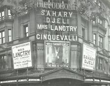 Illuminated advertisements on the front of The Hippodrome, Charing Cross Road, London, 1911