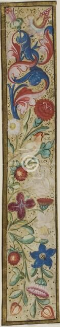 Illuminated Border with Bird, Strawberries and Flowers from a Choir Book, n.d. Creator: Unknown.
