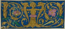 Illuminated Border with Grotesques and Flora from a Manuscript, 15th or early 16th century. Creator: Unknown