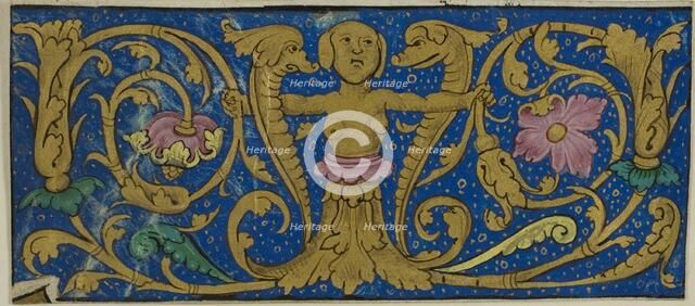 Illuminated Border with Grotesques and Flora from a Manuscript, 15th or early 16th century. Creator: Unknown.