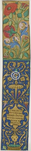 Illuminated Border with Flora and Grotesques from a Manuscript, 15th or early 16th century. Creator: Unknown.