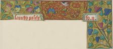 Illuminated Border with Snail, Insect, Bird, Grotesques and Flowers...,15th or early 16th century. Creator: Unknown
