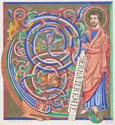 Illuminated Initial and Saint, 1830-62. Creator: Freeman Gage Delamotte