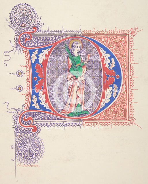 Illuminated Initial "D", 1830-62. Creator: Freeman Gage Delamotte.