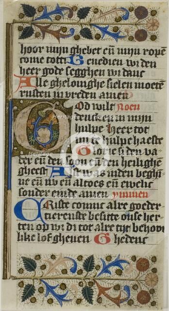 Illuminated Initial "G" from a Prayerbook, 15th century. Creator: Unknown.