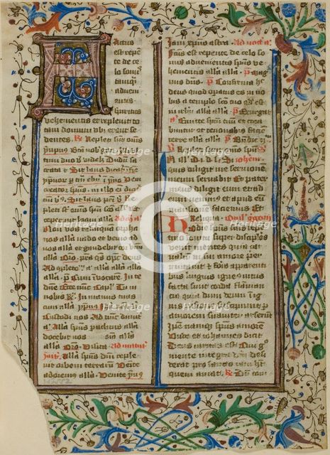Illuminated Initial "H" from a Psalter or Breviary, c. 1450s. Creator: Unknown.