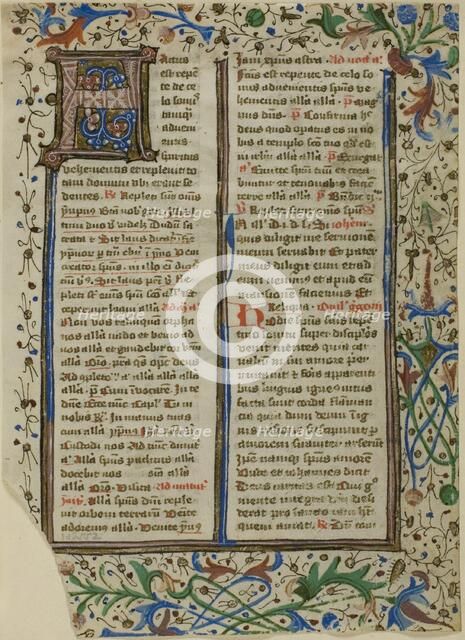 Illuminated Initial "H" from a Psalter or Breviary, c. 1450s. Creator: Unknown.
