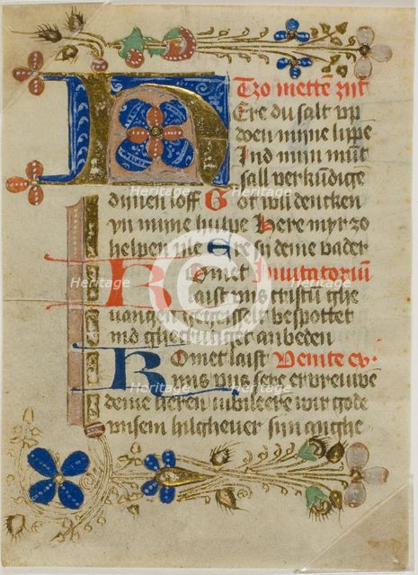 Illuminated Initial "H" from a Prayerbook, 15th century. Creator: Unknown.