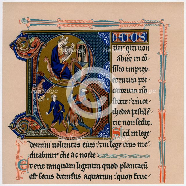 Illuminated initial letter 'B', 13th century, (1901). Artist: Unknown