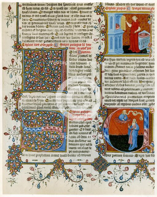 Illuminated initial letters with scenes from the life of St Jerome, late 14th century. Artist: Unknown