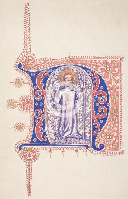 Illuminated Initial "N", 1830-62. Creator: Freeman Gage Delamotte.
