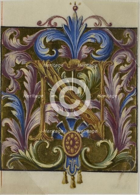 Illuminated Initial "N" with Acanthus Leaves from a Choirbook, 18th or 19th century. Creator: Unknown.