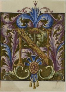 Illuminated Initial "N" with Acanthus Leaves from a Choirbook, 18th or 19th century. Creator: Unknown