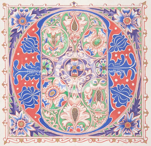 Illuminated Initial "O", 1830-62. Creator: Freeman Gage Delamotte.