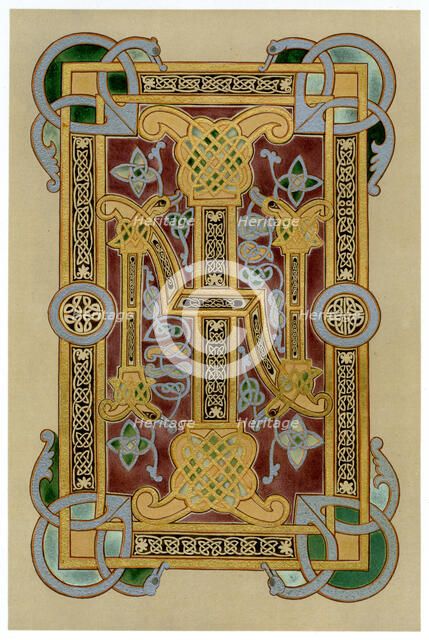 Illuminated initials 'I' and 'N', 9th century. Artist: Unknown