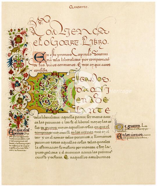 Illuminated letter 'D', 15th century. Artist: Unknown