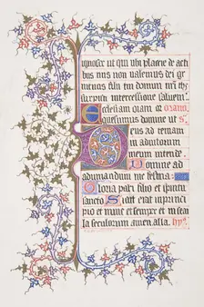 Illuminated Leaf with Initial "E" (recto); Vine Border (verso), 1830-62. Creator: Freeman Gage Delamotte